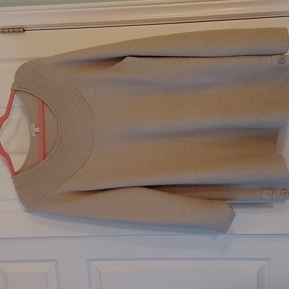 Talbots tunic beige and silver sweater - Picture 1 of 6